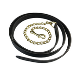 New! Leather Lead Chain with Brass or Silver Fittings - Country Scene Saddlery and Pet Supplies
