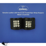New! Leather Spur Strap Keepers With Swarovksi Crystal (Pair)