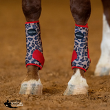 New! LEOPARD WITH RED SPLINT BOOT (PAIR) - MEDIUM / FRONT - Splint Boots