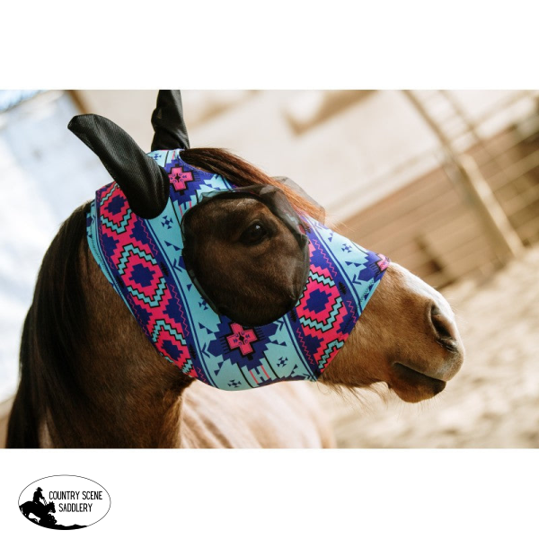 New! Lycra Fly Mask - Aztec Bubble Gum Mesh Protection