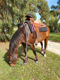 CSS Maroon Cheetah Latigo Set. - Country Scene Saddlery and Pet Supplies