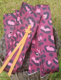 CSS Maroon Cheetah Latigo Set. - Country Scene Saddlery and Pet Supplies