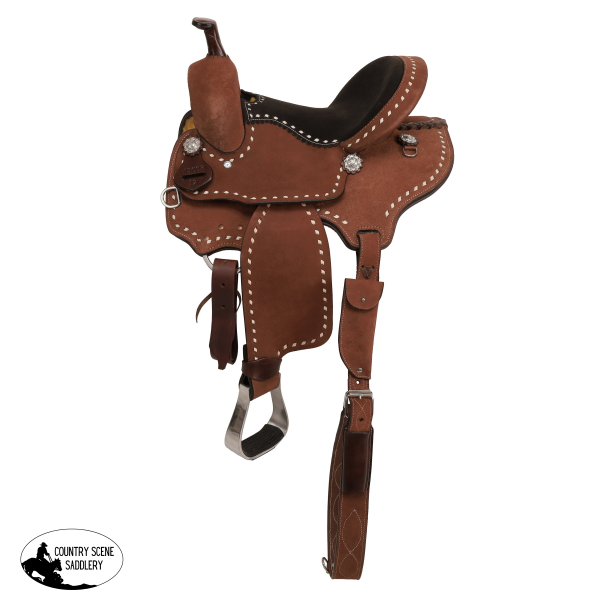 New! Mocha Roughout Barrel Style Saddle - 12 Inch Western