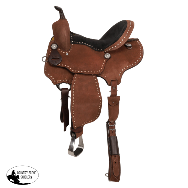 New! Mocha Roughout Barrel Style Saddle - 15 Inch Western