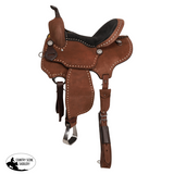 New! Mocha Roughout Barrel Style Saddle - 15 Inch - Country Scene Saddlery and Pet Supplies