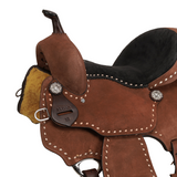 New! Mocha Roughout Barrel Style Saddle - 15 Inch - Country Scene Saddlery and Pet Supplies