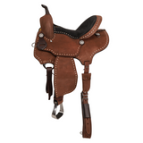 New! Mocha Roughout Barrel Style Saddle - 15 Inch - Country Scene Saddlery and Pet Supplies