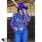 Neon Lights Fringe Performance Rodeo Shirt Western Style