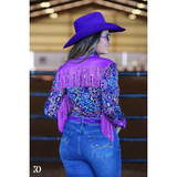 Neon Lights Fringe Performance Rodeo Shirt Western Style