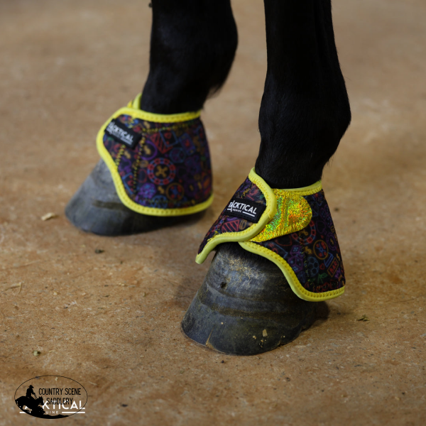 New! NEON LIGHTS WITH SPARKLE VELCRO BELL BOOTS MEDIUM / FRONT Splint Boots