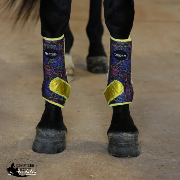 New! NEON LIGHTS WITH SPARKLE VELCRO SPLINT BOOTS (PAIR) MEDIUM / FRONT Splint Boots