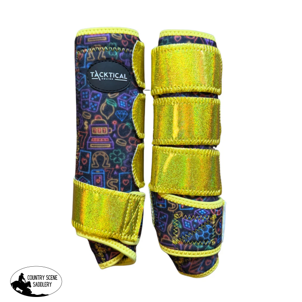 New! NEON LIGHTS WITH SPARKLE VELCRO SPLINT BOOTS (PAIR) MEDIUM / FRONT Splint Boots