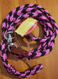 Nylon Barrel Reins with Scissor Snaps Black/ Pink. - Country Scene Saddlery and Pet Supplies