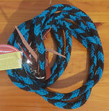 Nylon Barrel Reins with Scissor Snaps Black/ Teal. - Country Scene Saddlery and Pet Supplies