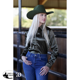 New! OLIVE SATIN PERFORMANCE RODEO SHIRT - Country Scene Saddlery and Pet Supplies
