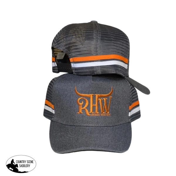 New! P4131 - RHW Grey & Copper Western Trucker Cap Caps