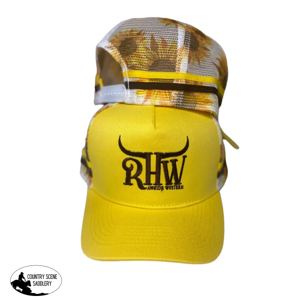 New! P4149 - RHW Yellow & Sunflower Western Trucker Cap Caps