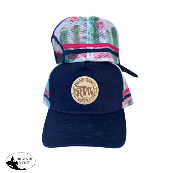 P4199 - Rawhide Lifestyle Cactus Leather Patch Country Trucker Cap Caps