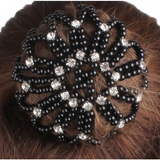 New! Pearl Hair Bun Net - with Crystals