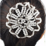 New! Pearl Hair Bun Net - with Crystals
