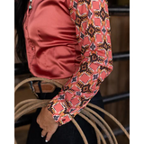 New! PECOS PEACH SATIN MESH PERFORMANCE RODEO SHIRT Western Style