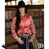 New! PECOS PEACH SATIN MESH PERFORMANCE RODEO SHIRT Western Style