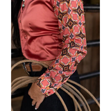 New! PECOS PEACH SATIN MESH PERFORMANCE RODEO SHIRT - Country Scene Saddlery and Pet Supplies