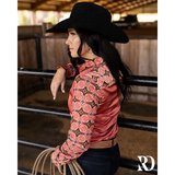 New! PECOS PEACH SATIN MESH PERFORMANCE RODEO SHIRT Western Style