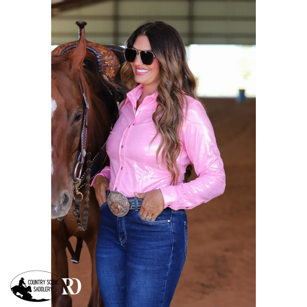 New! PETAL PINK SPARKLE PERFORMANCE RODEO SHIRT Western Shirts