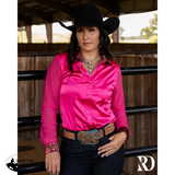 New! PINK PISTOL SATIN MESH PERFORMANCE RODEO SHIRT - Country Scene Saddlery and Pet Supplies