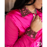 New! PINK PISTOL SATIN MESH PERFORMANCE RODEO SHIRT Western Style