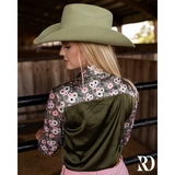 New! POPPY SAGE SATIN MESH PERFORMANCE RODEO SHIRT Western Style