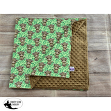 New! PRE-ORDER Minky Blanket - Green Highland Cow - 1m x 1.4m (Cot Size) / Green