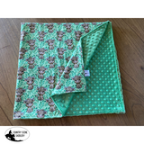 New! PRE-ORDER Minky Blanket - Green Highland Cow - 1m x 1m / Green