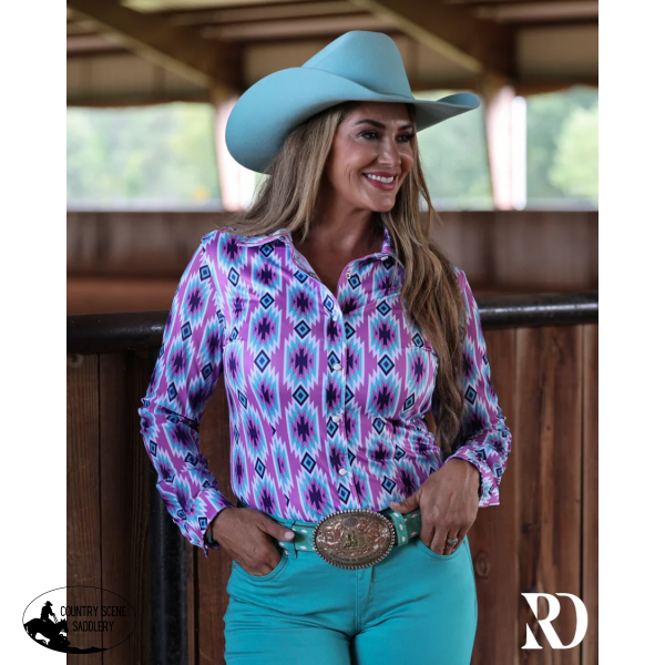 New! PURPLE CASSIDY MESH SLEEVE PERFORMANCE RODEO SHIRT Western Style