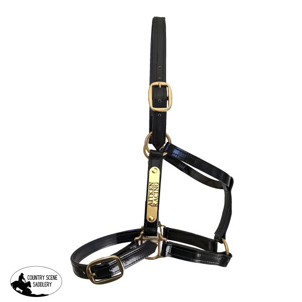 New! PVC Halter Black - Brass Fittings with Engraved Horse Nameplate