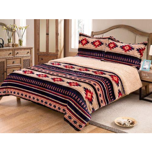 Queen Size 3 Pc Borrego Comforter Set With Southwest Design.