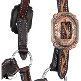 New! Roughout Leather Horse Halter with Tooled Accents & Lariat Nose | Western Halter Australia - Lariat Nose Halter