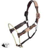 New! Roughout Leather Horse Halter with Tooled Accents & Lariat Nose | Western Halter Australia - Lariat Nose Halter