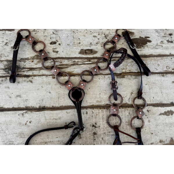 New! Ruby Rose Gold Concho Ring Tack Set