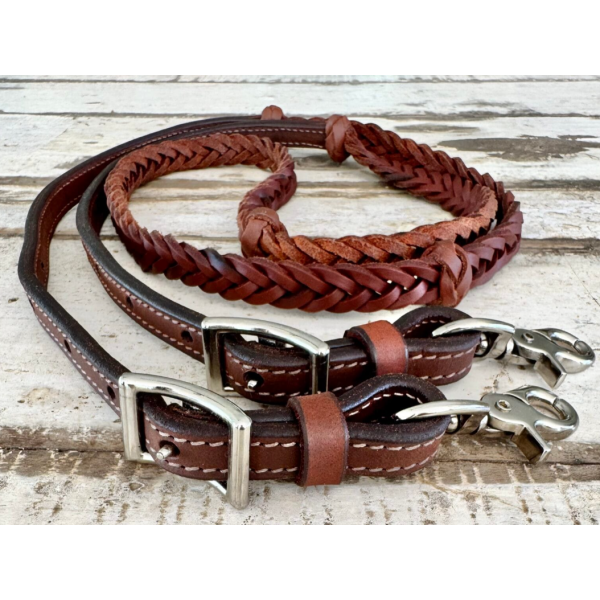 New! Ruby Rose Plaited Reins with Knots Adjustable up to 2.1 long Summer Combos
