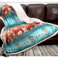 New! Running Horses Sherpa Blanket Gift Items » Bedding Blankets And Pillows