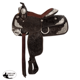 Entry-level silver Western show saddle with rosette tooling, suede seat and engraved silver trim lightweight fibreglass tree