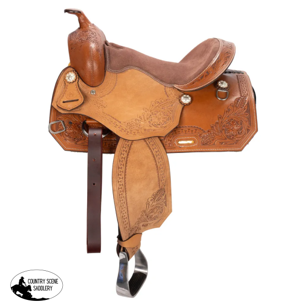 New! Schneiders® Floral Tooled Western Saddle 15.5 / Natural Western Saddle