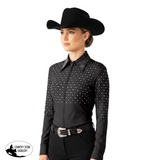 New! Schneiders® Ladies Eva Silver Studded Western Show Shirt - Small / Black - Western Shirts