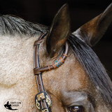 New!Schneiders® Turquoise Rawhide Rolled One Ear Headstall - Country Scene Saddlery and Pet Supplies