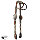 New! Schneiders® Two Ear Tooled Show Headstall with Rawhide Accents Full Draft Horse Girth