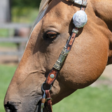 New! Schneiders® Two Ear Tooled Show Headstall with Rawhide Accents Full Draft Horse Girth