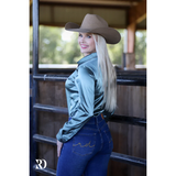 New! SEA GLASS SATIN PERFORMANCE RODEO SHIRT - Country Scene Saddlery and Pet Supplies