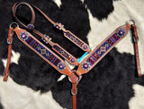 Set with red, white, and blue crystal rhinestone diamond design inlay. - Country Scene Saddlery and Pet Supplies